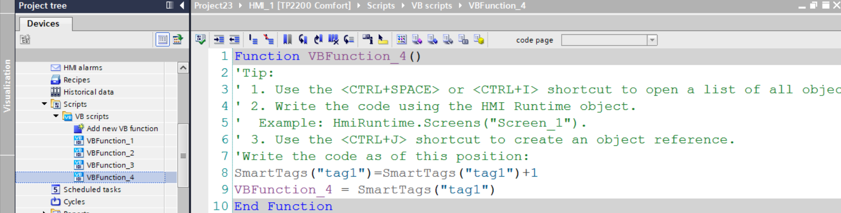 simple example of vbscript function in wincc